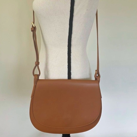 Otte New York Tan Leather Greenwich Saddle Bag Italy - Picture 6 of 13